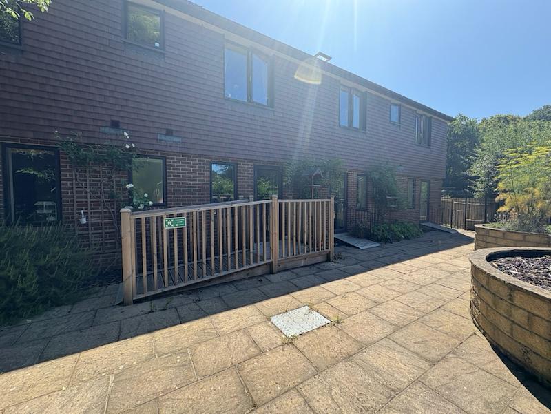 outdoor access with a wheelchair ramp