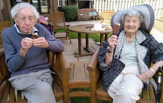 residents enjoying an icecream