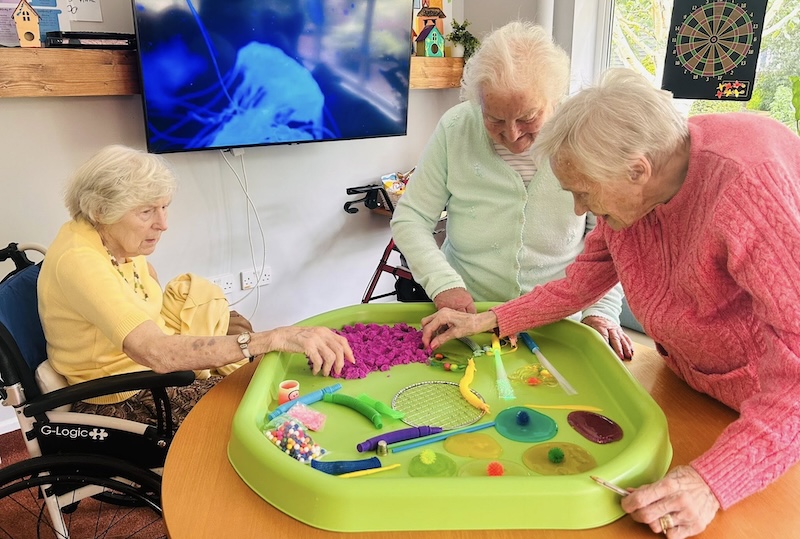 residents doing sensory activities together